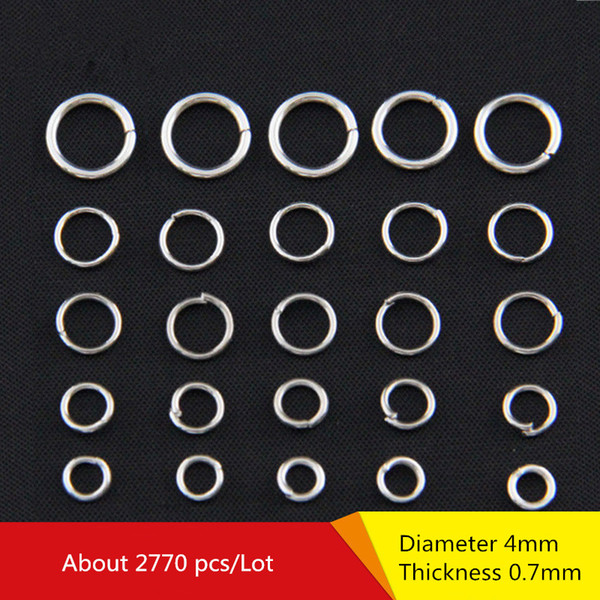 100g(Most approx 2770pcs)/lot 4mm 5mm 6mm 7mm 8mm 10mm 12mm 14mm 16mm Silver Open JumpRings Split Ring Connectors DIY Jewelry accessories