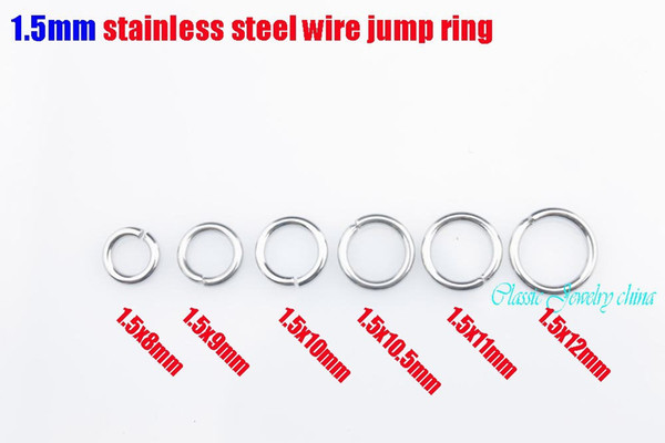 1.5x8.mm/1.5x9mm/1.5x10mm/1.5x10.5mm/1.5x11mm/1.5x12mm jump rings stainless steel split ring can Mix DIY jewelry components 1000pcs/bag