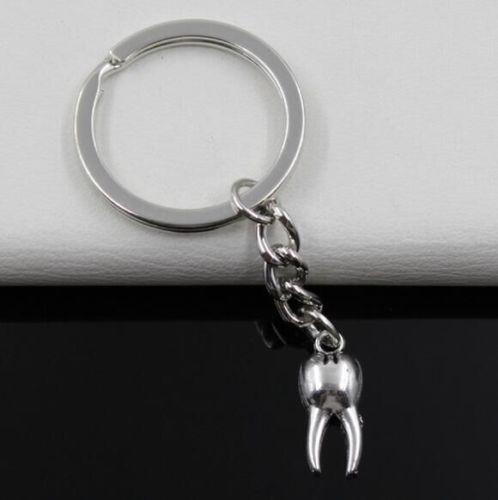 Fashion 20pcs Metal Key Ring Keychain Jewelry Silver Plated zombie tooth teeth