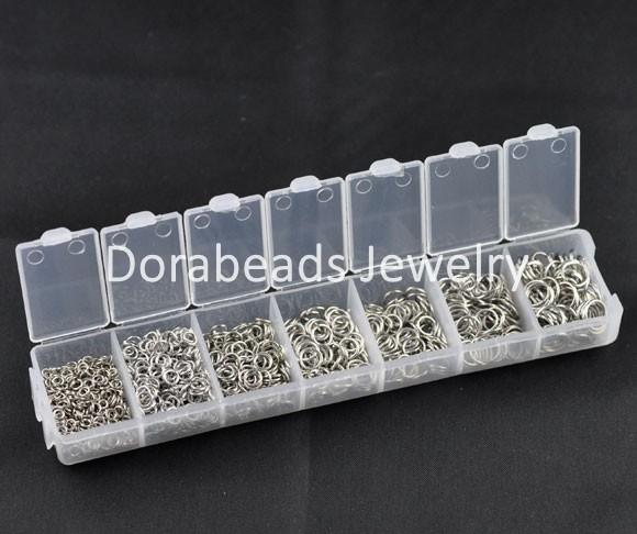 Free Shipping! 1 Box Mixed Open Jump Rings 3mm-8mm(1500 PCs Assorted) (B08914)