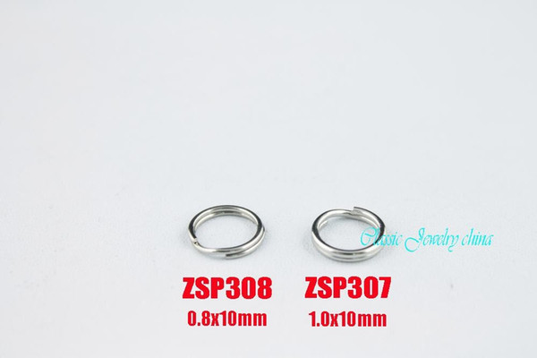 key chain ring 1.0*10mm/8.8*10mm split rings double loop ring stainless steel can Mix DIY jewelry 100pcs/lot ZSP307 ZSP308