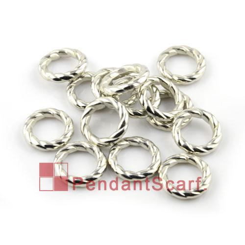 50PCS/LOT, Popular DIY Jewellery Scarf Accessories Shine Silver Plated Plastic CCB Round Circle Spiral Shape Rings, Free Shipping, AC0060A