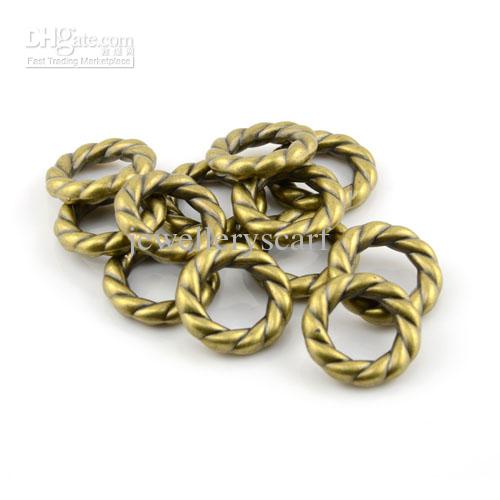 100PCS/LOT, Top Fashion DIY Jewellery Necklace Scarf Accessories Antique Bronze Color Spiral Circle Plastic CCB Rings, Free Shipping,AC0060C