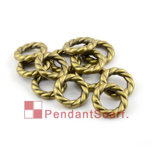 50PCS/LOT, Top Fashion DIY Jewellery Scarf Accessories Antique Bronze Plated Plastic CCB Spiral Shape Charm Rings, Free Shipping, AC0060C