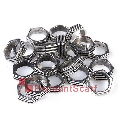 100PCS/LOT New Arrival DIY Jewelry Pendant Scarf Findings Gun Black Plated Hexagon Design Charm Plastic CCB Rings, Free Shipping, AC0248B