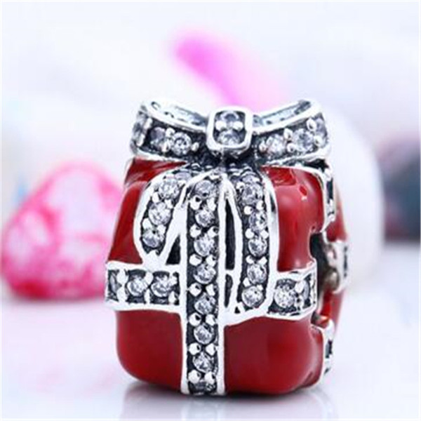 2017 Christmas Gift Enamel Charms Beads 925 Sterling Silver Enamel Surprise Gift Bead Diy Pendants for Jewelry Making Bracelets Fine Jewelry