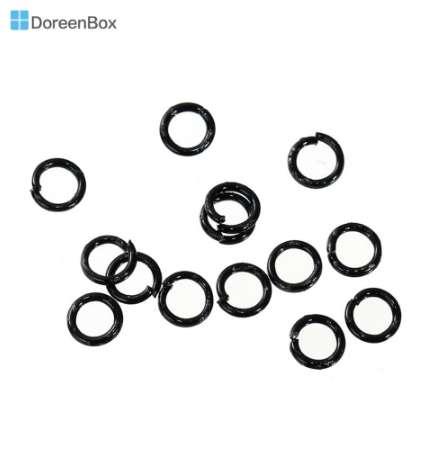 Doreen Box Iron Based Alloy Opened Jump Rings Findings Round Black 4mm( 1/8