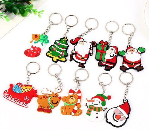 free shipping Fashion 10pcs/lot Key Chain Christmas Tree Decorations Cartoon Children's Gift Pendant PVC