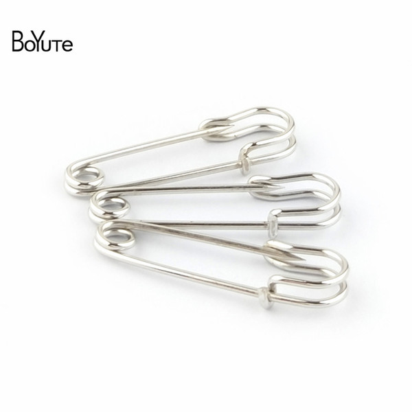 BoYuTe 20 Pcs 35MM Length Metal Iron Pin Rhodium Plated Zakka Diy Brooch Pins Jewelry Findings Components