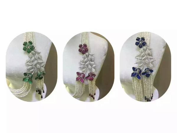 High-grade zircon micro inlay big flower buckle tassel pendant fashion long sweater chain link clasp