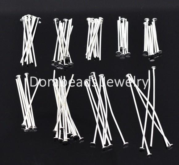 Free Shipping! 900 PCs Mixed Silver Plated Head Pins Findings 0.7mm(21 gauge) (B04116) wholesale