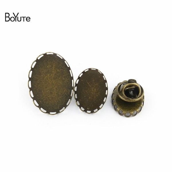 BoYuTe (40Pieces/Lot) Oval 13*18MM 18*25MM Cabochon Base Brooch Blanks Setting Antique Bronze Plated Diy Jewelry Accessories