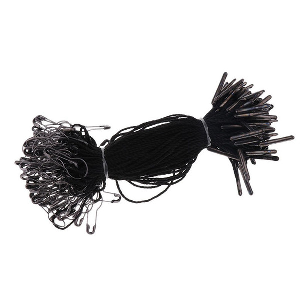 1000 pcs black hang tag string with black pear shaped safety pin 10.5cm good for hang garment tags