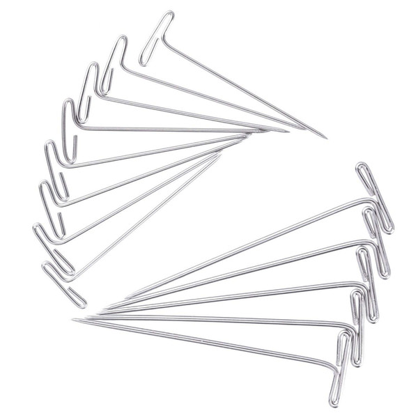 50/100/200Pcs Metal 32/38/53mm Silver Steel T Pins For Knitting Wigs Sewing Craft