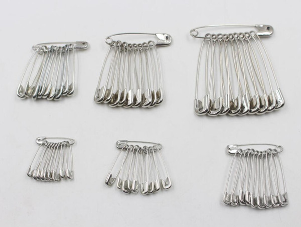 200Pcs/Lot Needles Safety Pins Silver Assorted Size Small Medium Large Sewing Craft 19mm, 22mm, 26mm, 32mm, 38mm, 45mm, 55mm