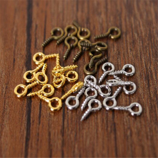 Screw Eyes Small Tiny Mini Eye Pins Eyepins Hooks Eyelets Screw Jewelry Components Threaded Silver Clasps Hooks Jewelry Findings DHL