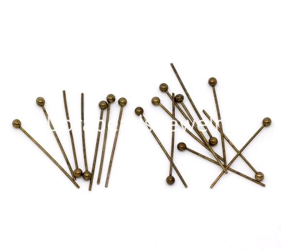 Free Shipping! 1000 Bronze Tone Ball Head Pins 20mmx0.5mm Findings (B10338)