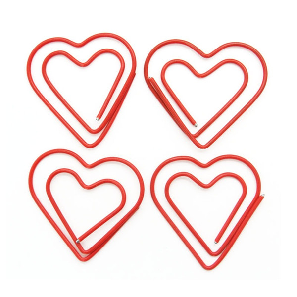 100 pcs / set 30*30mm red heart shape paper clip pins,safety pins free shipping factory sale