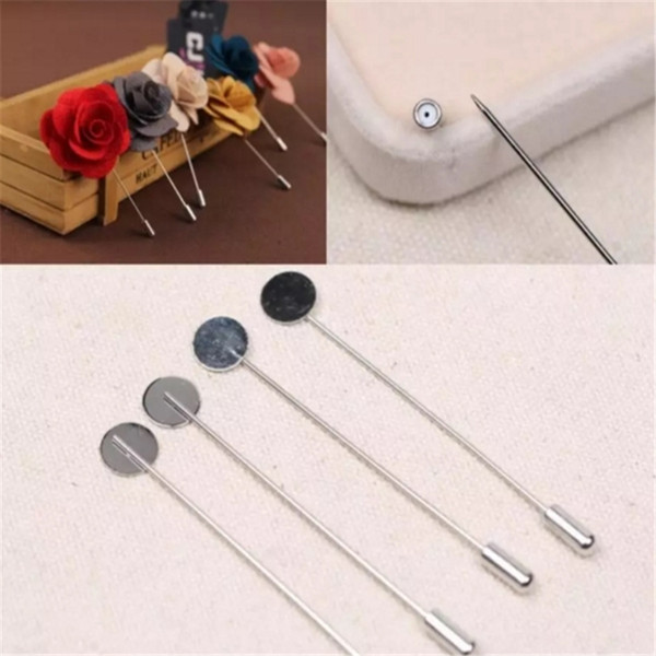 1.5cm DIY Jewelry lapel pin brooch Flat Blank Setting base women men's shawlcape scarf findings making connector charms long hat pins needle