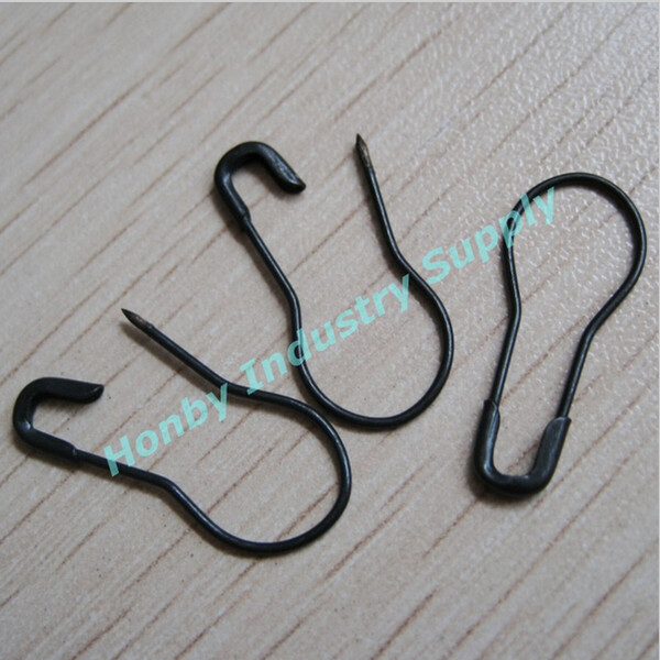 2000 pcs Unique Pear Shape Black Hang Tag Safety Pin coilless bulb shape safety pin good shape