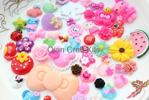 250pcs Mixed Cabochons Sweet Decoden Kit mix kawaii Cabochon flat back Embellishments resin Assorted DIY Flatback pick color