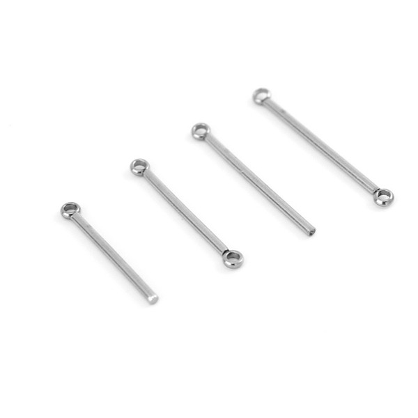 20/25mm 0.8/1inch Bar with Loop Holes Pins & Needles with Bail Holes 1.5mm Stainless Steel Jewelry Sticks Wholesale 100pcs