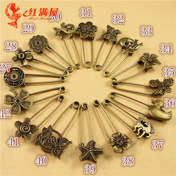 Special wholesale Vintage brooch lapel pin flower cat duck skull horse butterfly starfish charms, DIY alloy jewelry accessories materials