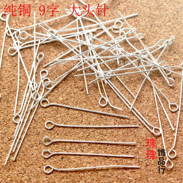 DIY accessories copper silver plated 9 word pin T type needle earrings made of hand