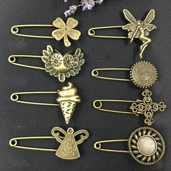 Safety Pins DIY Material Alloy Jewelry Accessories Wholesale Bronze Retro Brooch New Creative Elegant Pin Support FBA Drop Shipping G997F