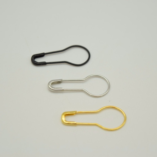 500 pcs three color black gold silver Pear Shaped Iron metal safety pins length (20mm)