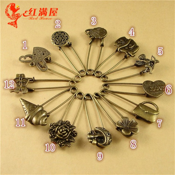 DIY alloy jewelry accessories wholesale Zakka bronze VINTAGE BROOCH new lapel pin special material flower mushroom heart angel love charm