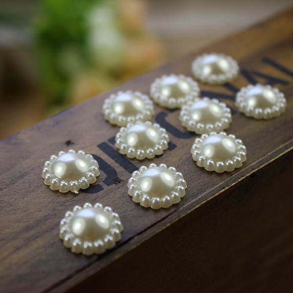 1000pcs ivory Pearlized sunflower Cabochons 8mm-16mm Resin Flower Shaped soft glow flatback deco pieces