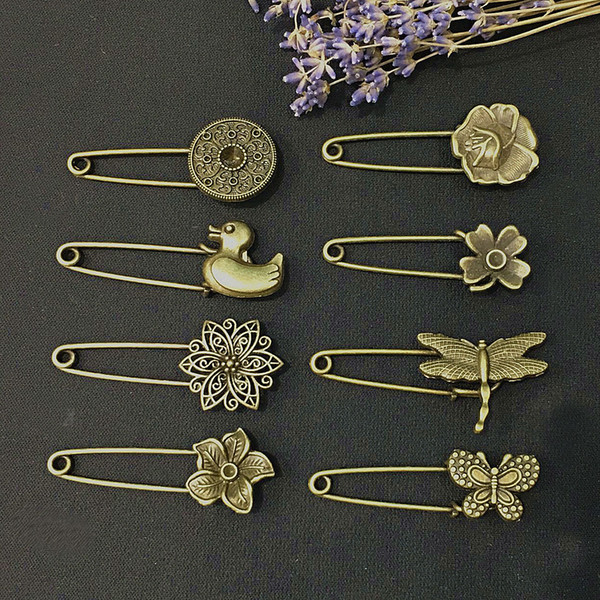 Creative Pin DIY Exquisite Retro Alloy Jewelry Garment Accessories Safety Pins Bronze Retro Brooch Hijab Pins Support FBA Drop Shipping H2F