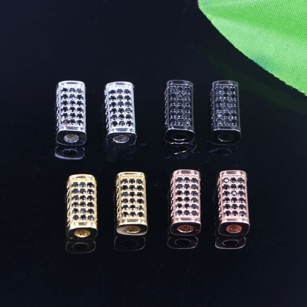 DIY 15Pcs Fashion Micro Pave Black CZ Spacer Connector Bead for jewelry making