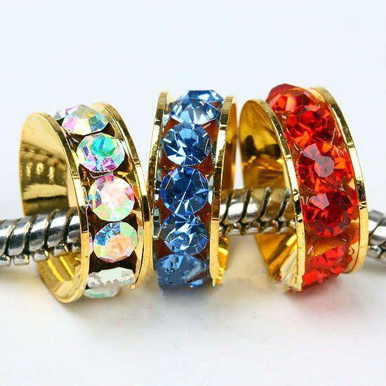 10mm 100pcs / Gold Color / Mixed Color Spacers Beads / Fit Charm Bracelet