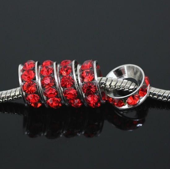 Wholesale10mm Red Crystal Rondelle Spacer Big Hole European Beads Fit Charm Bracelet