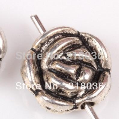 200pcs Tibetan Silver Round Rose Flower Spacers Beads Charms For DIY Jewelry Necklace Bracelet Handcraft Accessories 10mm M779