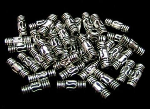 100pcs 8*4mm Vintage Alloy Tube Spacer Bead Charms Beading Beads Fit Bracelet Jewelry Making Findings Findings &Components Accessories