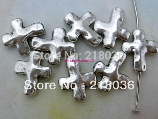 100pcs Antiques Silver Cross Charms Spacer Beads For Bracelet Necklace Accessories DIY Fashion Making Jewelry M1641