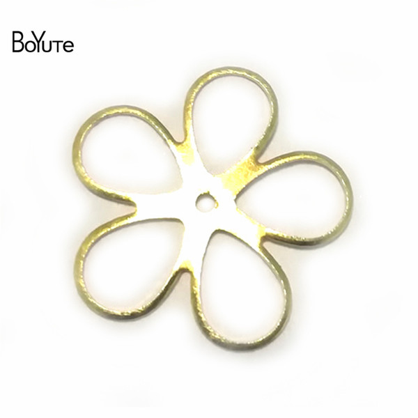 BoYuTe 100 Pcs 4 colors Metal Copper Stamping Plate Flower Diy Hand Made Jewelry Accessories Parts