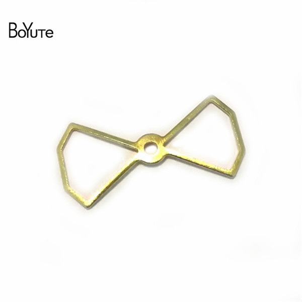 BoYuTe 100Pcs 4 colors Filigree Copper Metal Stamping Plate Bowknot Diy Hand Made Jewelry Findings Components