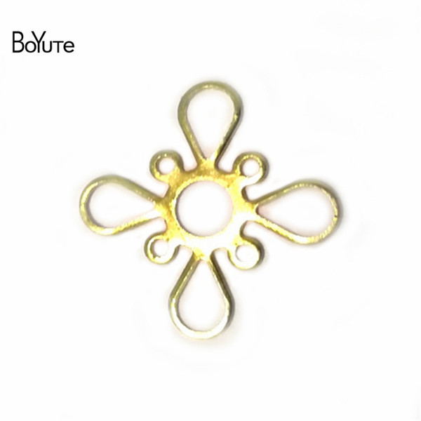 BoYuTe 100 Pcs Metal Copper Filigree Stamping Plate Fashion Flower Diy Hand Made Jewelry Findings Components