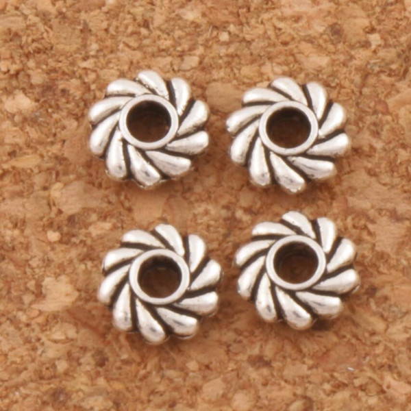 Twist Daisy Spacers Beads 5x5x1.5mm Hot MIC 600 pcs/lot Tibetan Silver L670 Free shipping