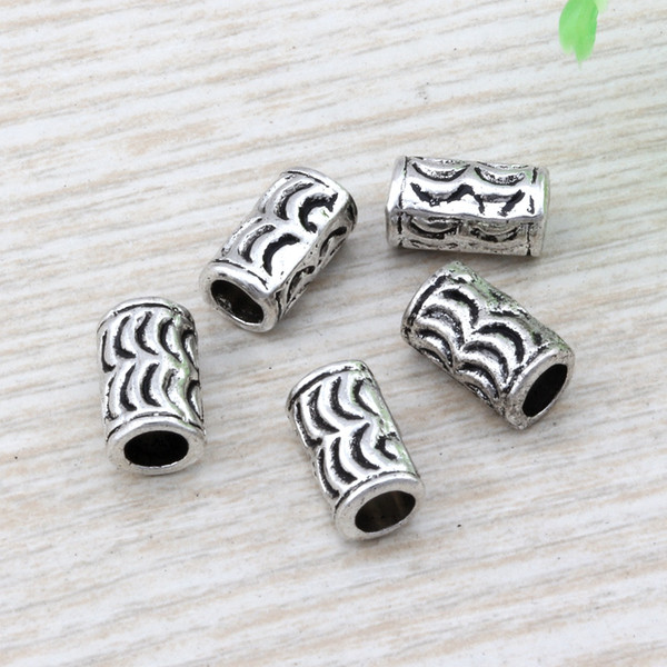 Hot ! 100pcs 6x10mm Antique silver Zinc Alloy Crescent Tube Spacer Bead DIY Jewelry D15