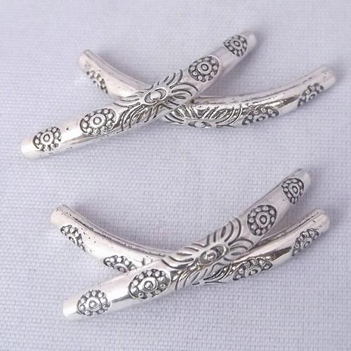 20PCS Antique Silver curved tube spacer beads connector jewelry components 34*4mm ZN11690