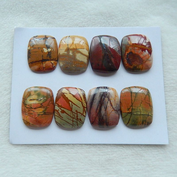 8 PCS Of Natural Multi-Color Picasso Jasper fashion pendant nceklace Cabochons,25x20x5mm,21.9g