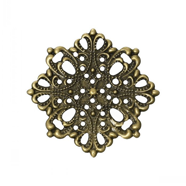 Jewelry Findings Embellishments Findings Filigree Wraps Connectors Flower Antique Bronze 4.4cm x 4.4cm(1 6/8