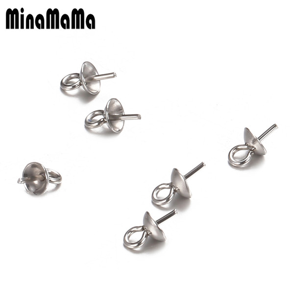 100Pcs/lot Stainless Steel Connector Bail Cap Imitation Pearl Beads Caps Accessories for Jewelry Marking