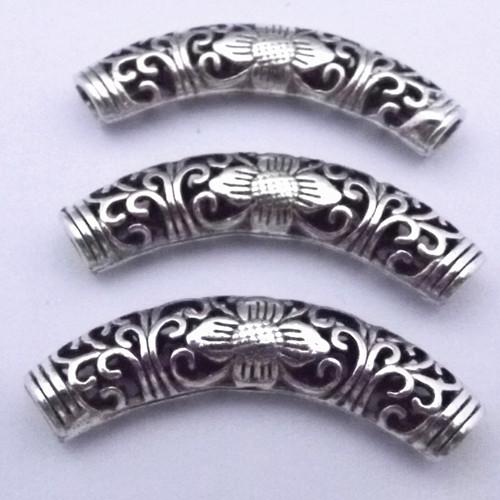 10PCS Antique Silver curved tube spacer beads connector jewelry components charm,pendant 53*11MM, Hollow Elbow HA2521