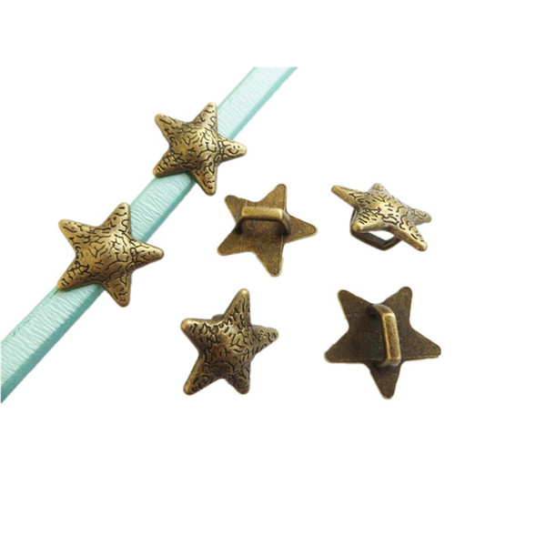 10pcs Antique Bronze Starfish Slider Bracelet Findings for 10x6mm Licorice Leather Cord